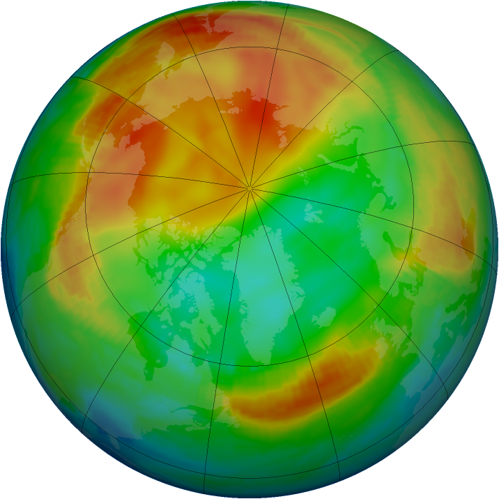 Arctic ozone map for 07 January 1998